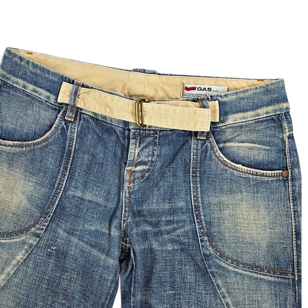 Vintage Low-Rise Jeans Euro GAS Cyber Y2K Twisted Stitch Distressed Denim - 30 - Picture 4 of 9